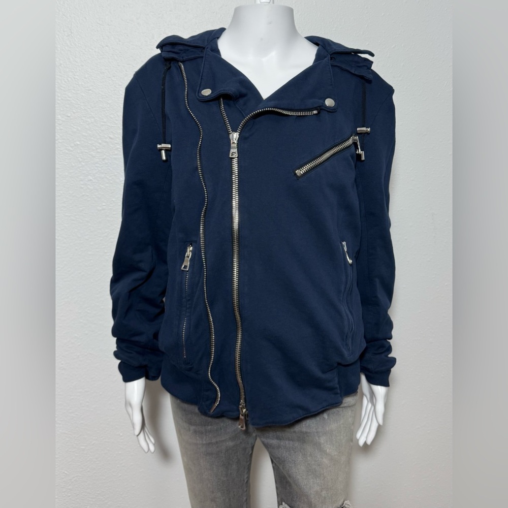 Balmain Zipper Jacket With COA & Removable Hood in Navy